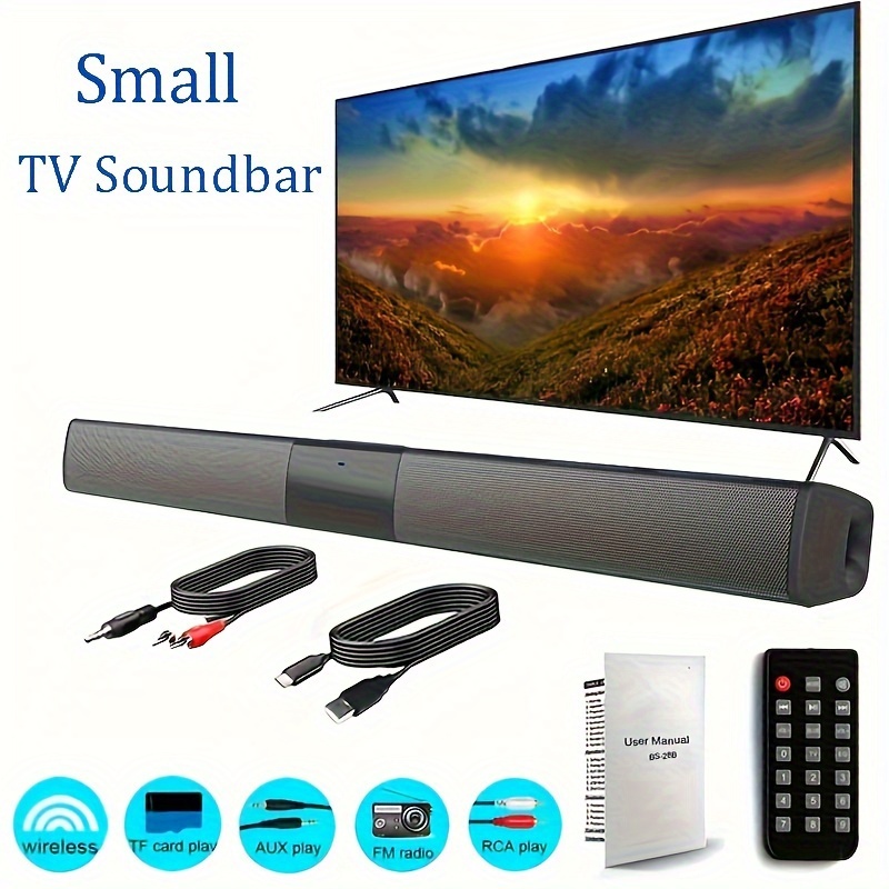 Home Theater Long Bar Audio (Sound Bar) 4 Speakers 5.3 Wireless Fast  Connection Support RCA AUX Audio Input Support TF Card Play FM Receiving  Function For Home Theater TV Box Packaging