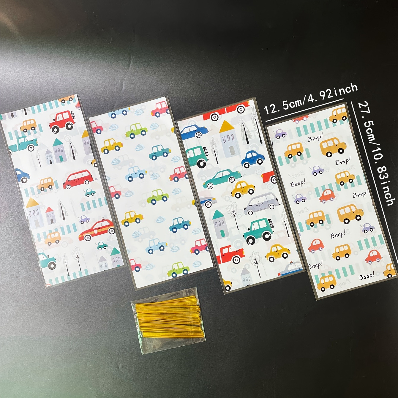 50pcs Adorable Car-themed Gift Bags With Golden Ties - Perfect For Party Favors, Candy & Promotional Events