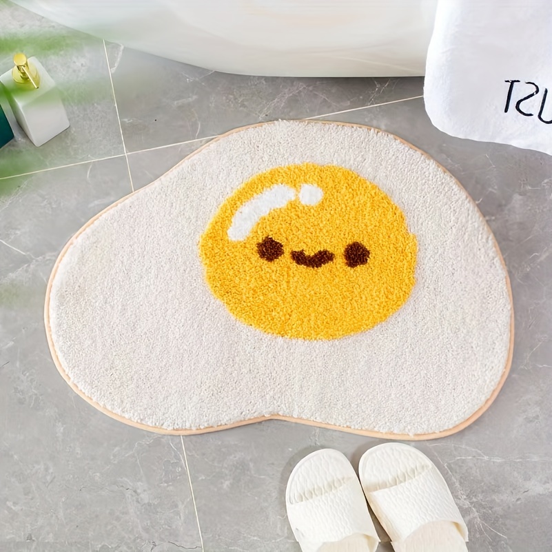 

1pc Cute Egg Shaped Imitation Cashmere Mat, Bathroom Floor Mat, Super Absorbent Quick Drying Bath Rug, Home Bathroom Decor, Spring Summer Decor, Bathroom Accessories