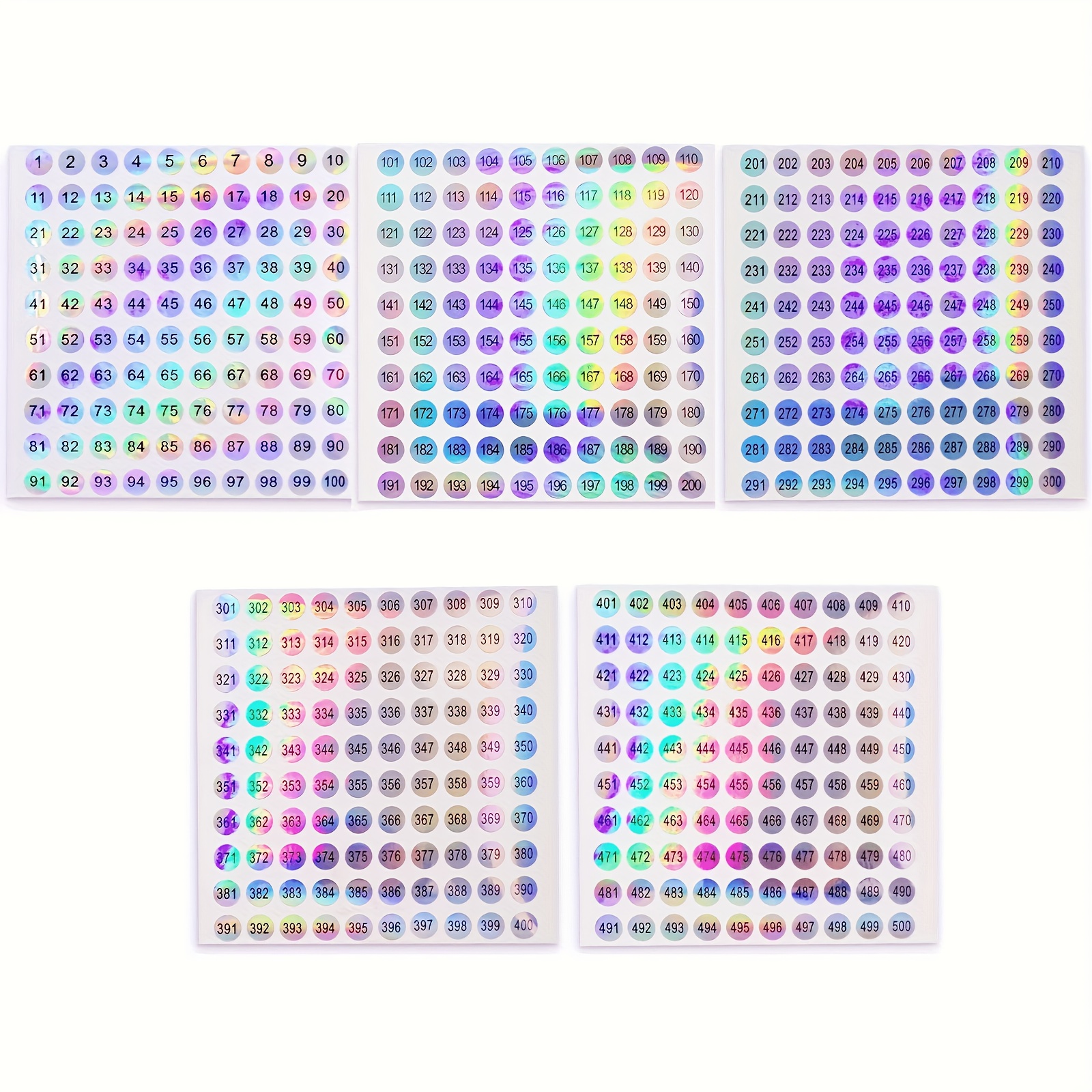 TEMU 5pcs Nail Art, Nail Polish Bottle Number 1-500 Stickers Laser Colorful Waterproof Gel Bottle Sticker Label Display Marking Tools