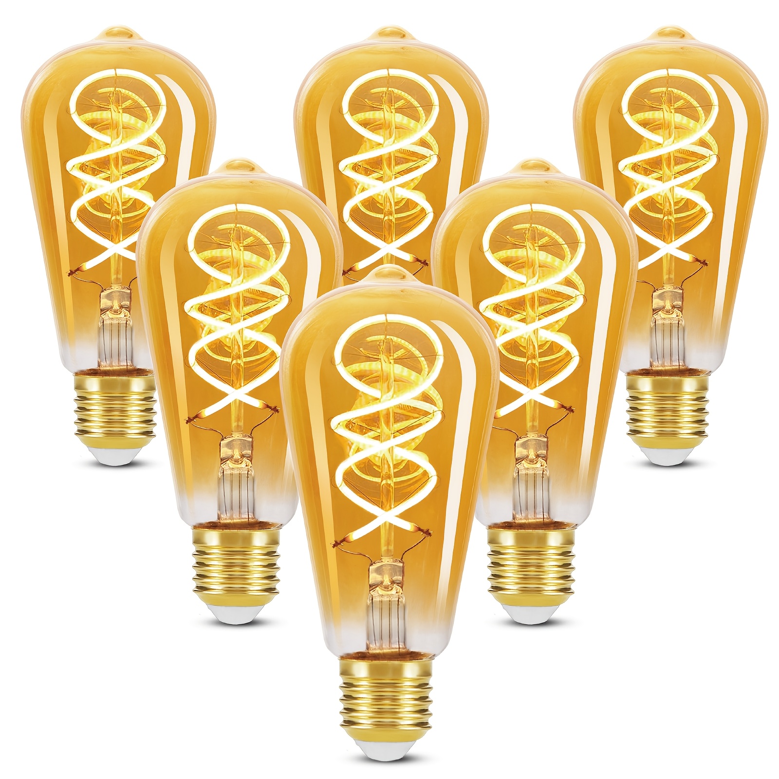 Image of Uring Pack Of 3/6pcs St64 Dimmable/non-dimmable Light Bulbs E27 Led Warm 2200k Filament Lamp Edison Vintage Bulb 4w Energy Lamp Retro Bulb Decoration For Bar