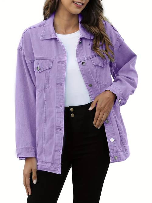 womens fashion oversized long sleeve long denim jacket jean biker coat