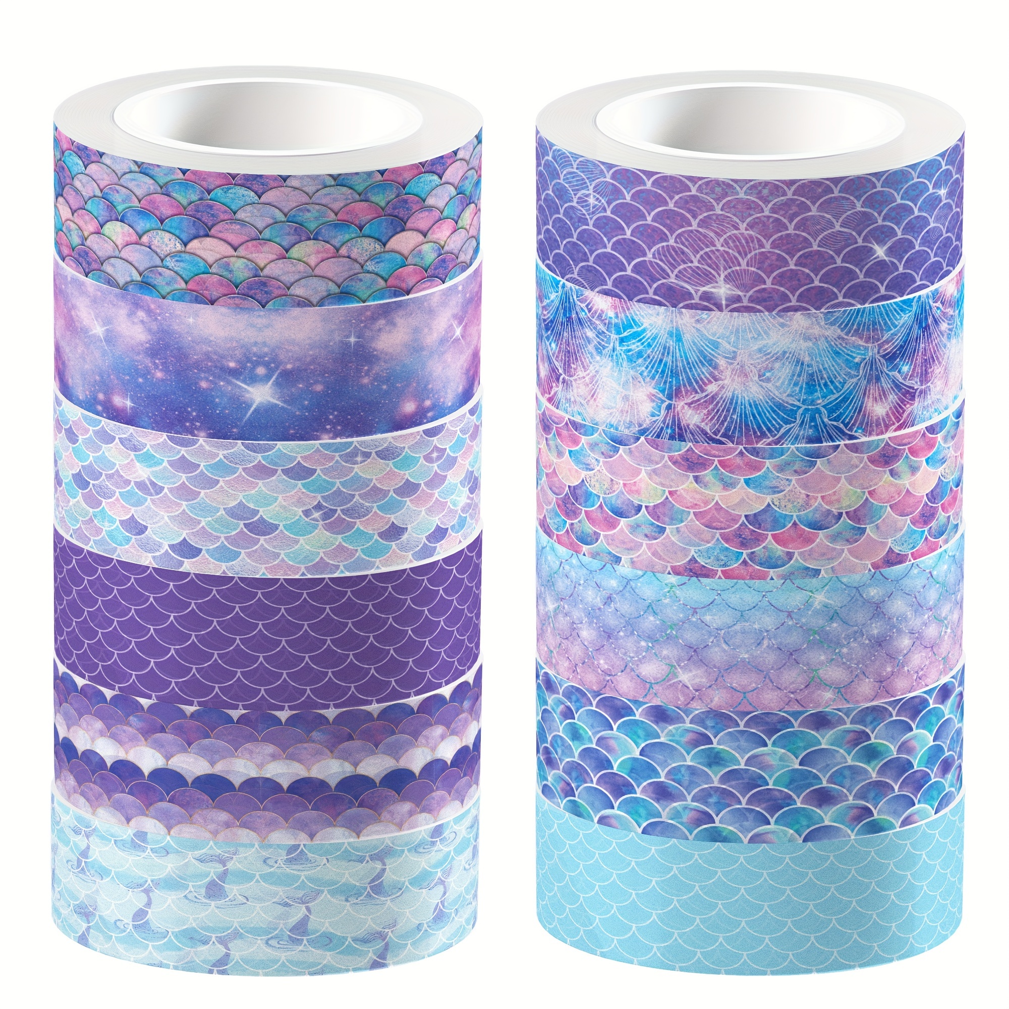 Image of Set Of 12 Rolls Of Decorative Washi Tape Featuring A Maple Mermaid Design, Perfect For Embellishing Items For A Mermaid-themed Celebration