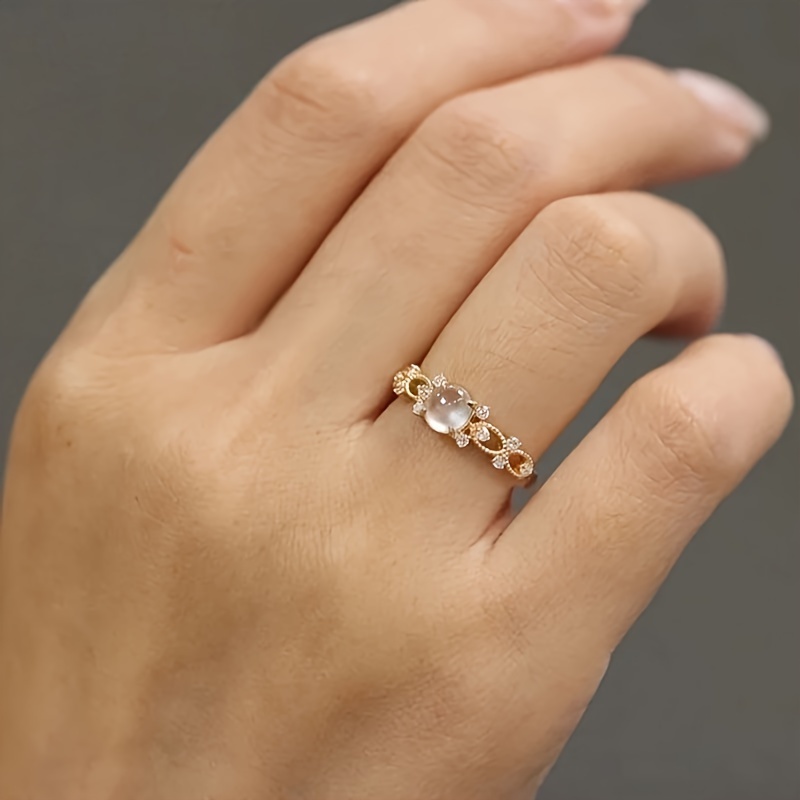 Image of Fashionable And Luxurious Golden Ring For Women, Suitable For Engagement, Wedding, Daily Wear, Casual Parties, And Anniversary Gifts