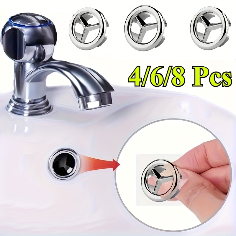 8 Pack Sink Overflow Ring Covers – Chrome Plated Plastic Hole Covers For Bathroom & Kitchen Sinks, 22mm Hole Size