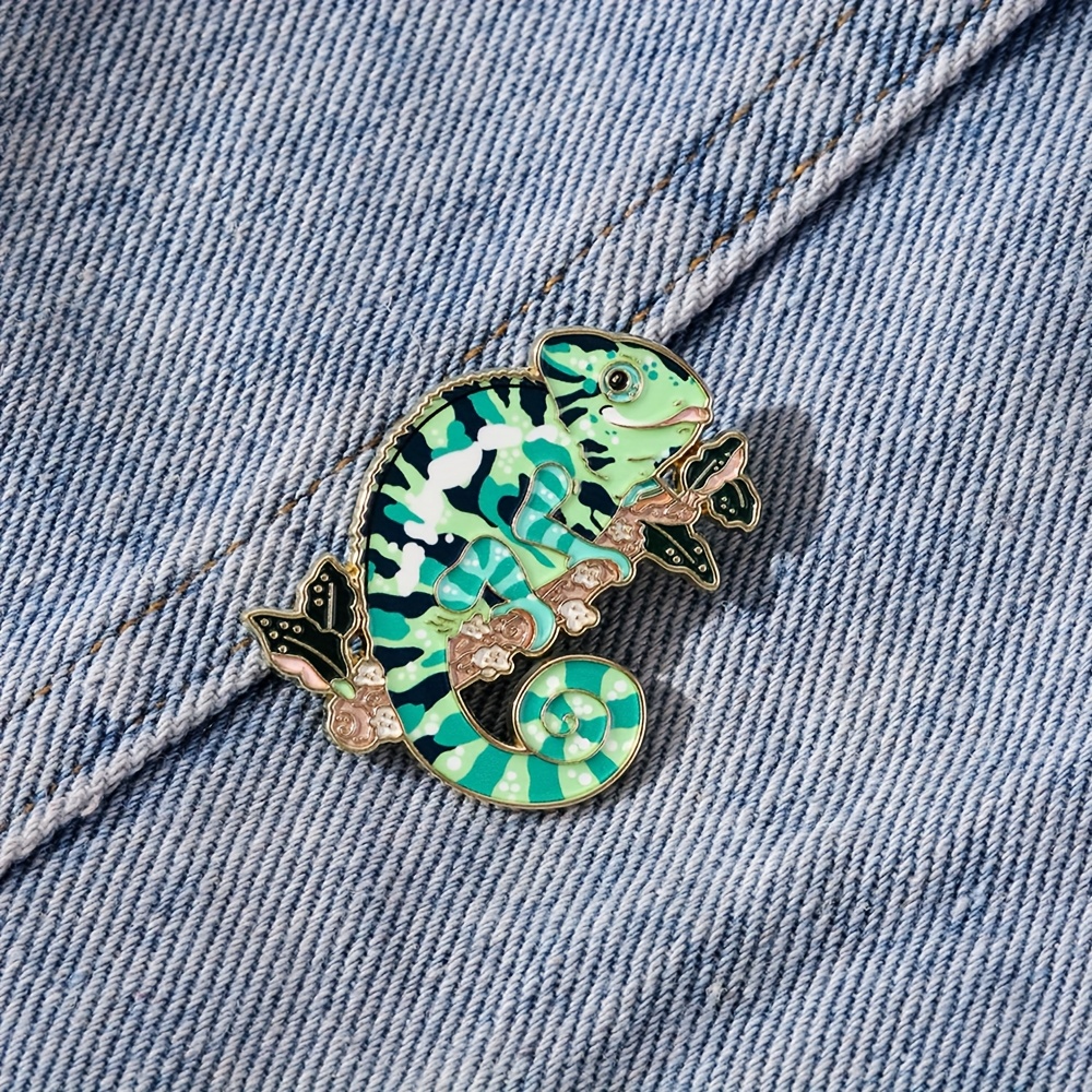 TEMU Chameleon Enamel Pin Stylish Decorative Brooches, Ornaments, Lapel Pins, Bag Badges, And Jewelry Gifts