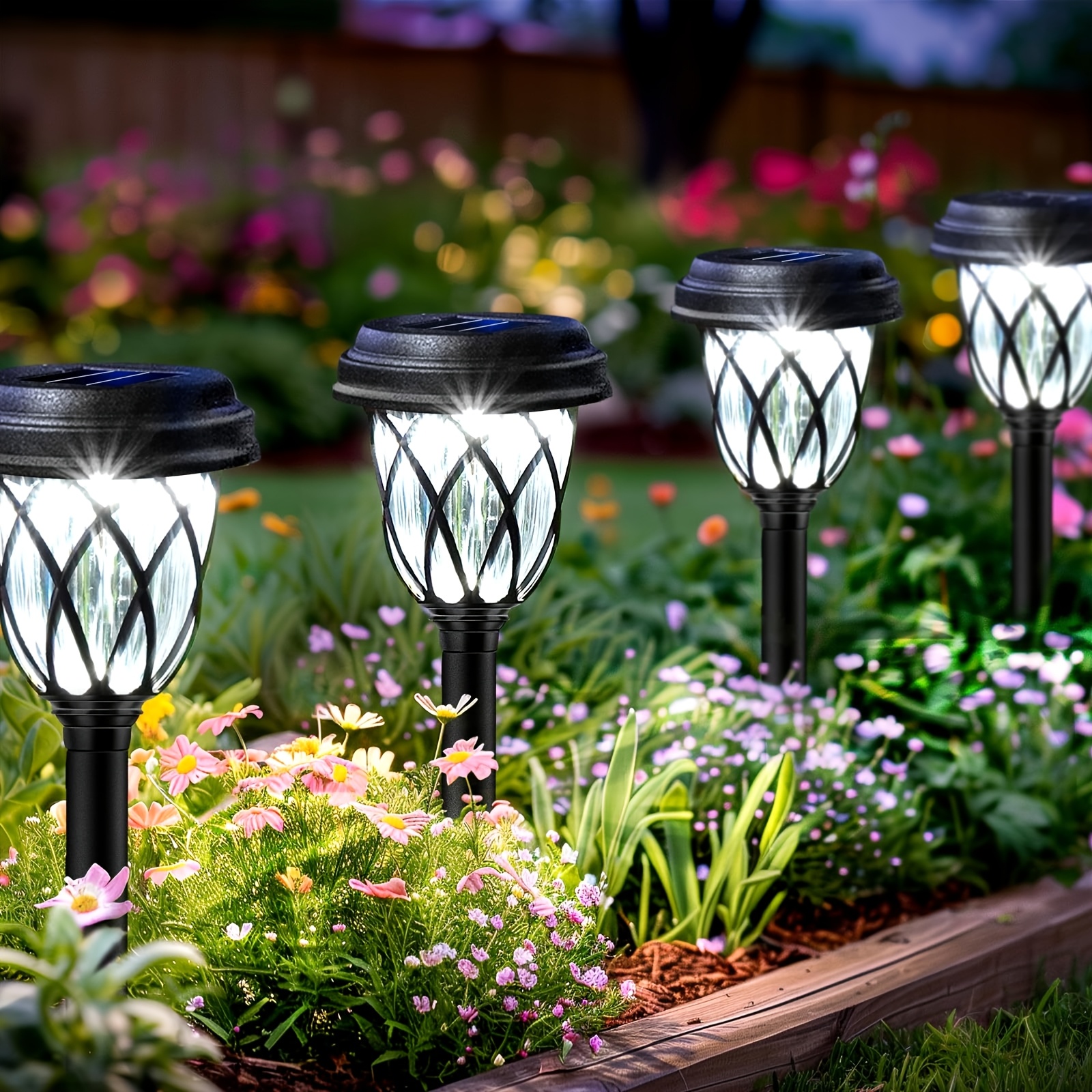 TEMU 6/10pack Solar Led Garden Stake Lights - Ip44, Cross Grid , Durable Polypropylene Material, , Suitable For Garden, Yard, Patio, Outdoor And