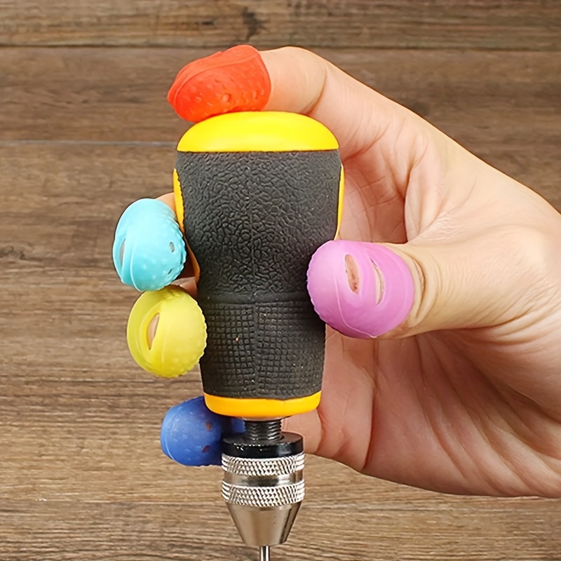 5pcs Breathable Silicone Thimbles - Multicolor, Protective Finger Sleeves for DIY Crafts & Sewing Accessories
