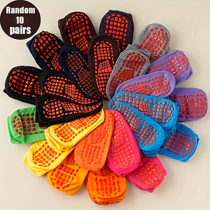 Image of Random 5/10 Pairs Of Boys And Girls Sports Trampoline Socks Soles Anti-slip Dispensing Floor Socks, Cool And Non-slip, Comfortable And Sweat-absorbing, Multi-functional Gift Socks