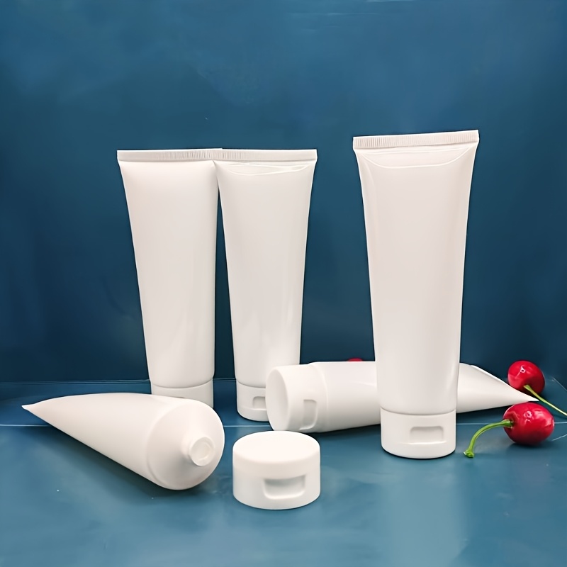 TEMU 15pcs, 100ml White Cosmetic Squeeze Tube Bottles, Reusable And Refillable Empty Dispensing Bottles, Suitable For Facial Cleanser, Hand Cream,