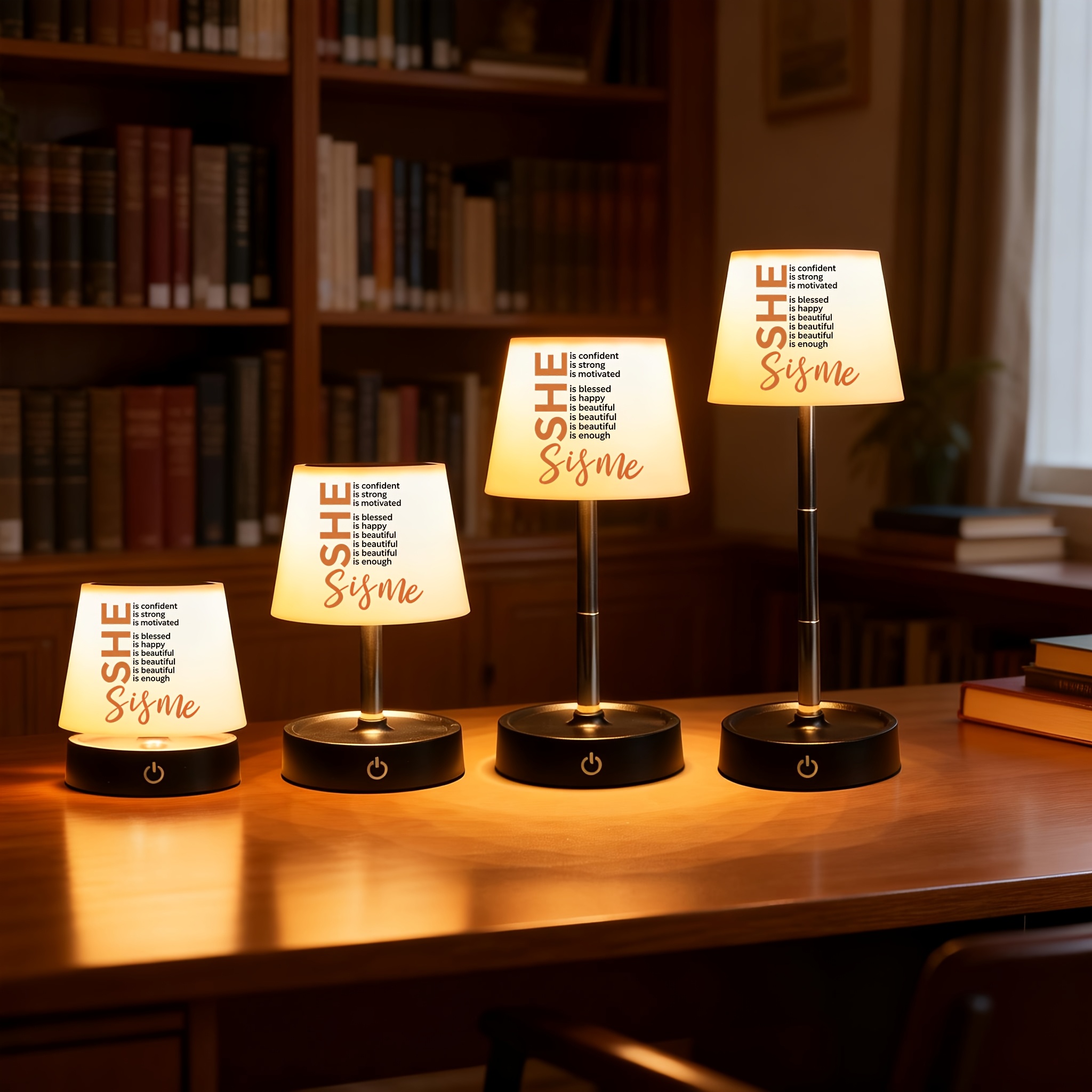 Orange Empowering "I AM" Typography Print Desk Lamp