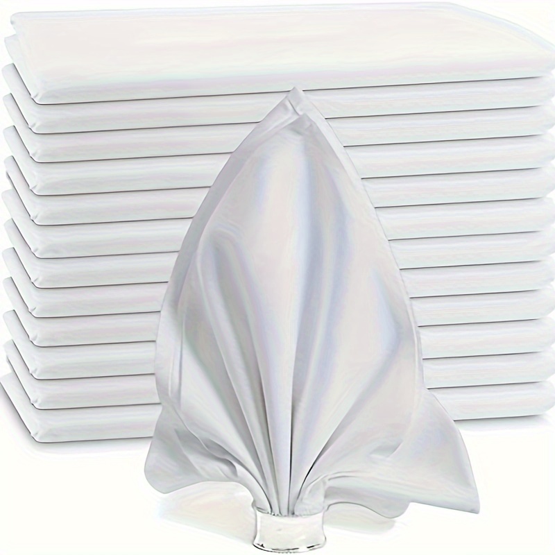 Cloth Napkins 12 Pieces Washable Napkins, White Napkins, Cloth Napkins, Polyester Napkins For Wedding Banquet Birthday Party Hotel (white, 45x45cm)