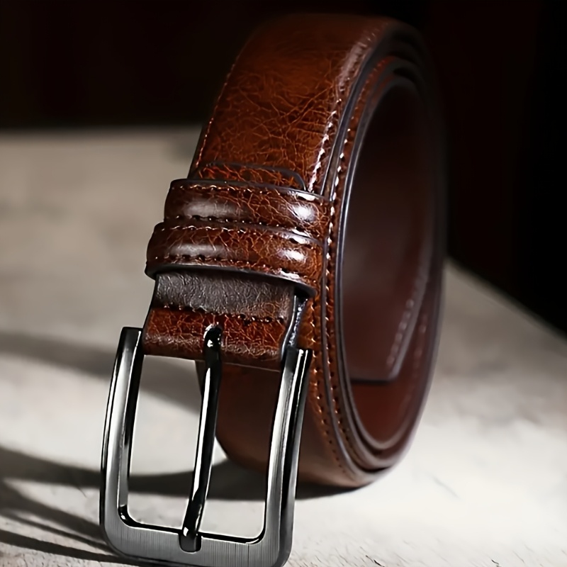 Men's Split Leather Alloy Buckle Belt, Business Casual Versatile Design