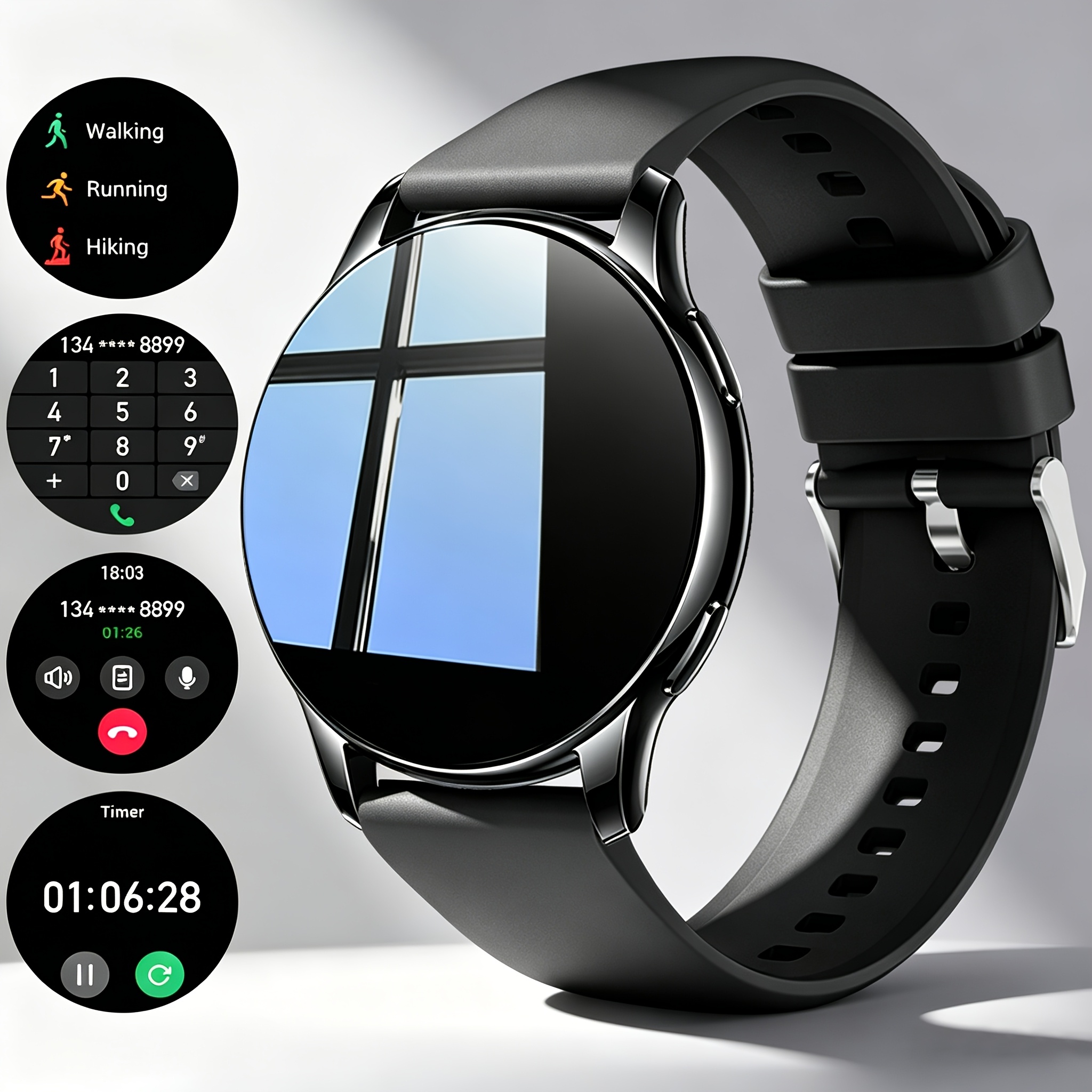 TEMU 2.05 Inch Full Touch Screen Smart Watch, Wireless Calling, Music , Remote Camera Control, Pedometer And Distance Tracking, Fitness Compatible