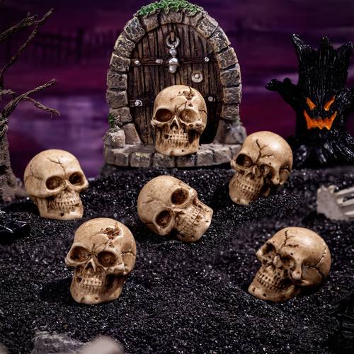 6pcs halloween realistic scary skull decorations for potted plants a spooky atmosphere with moss bottles and halloween parties and as small gifts