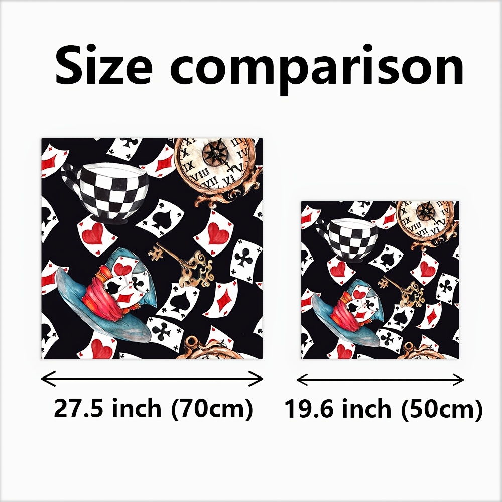 TEMU 1pc, Black And White Block Background, Poker Elements (hearts, Spades) And Cartoon Pattern Square Scarf, Fashion Accessory For Top, Versatile
