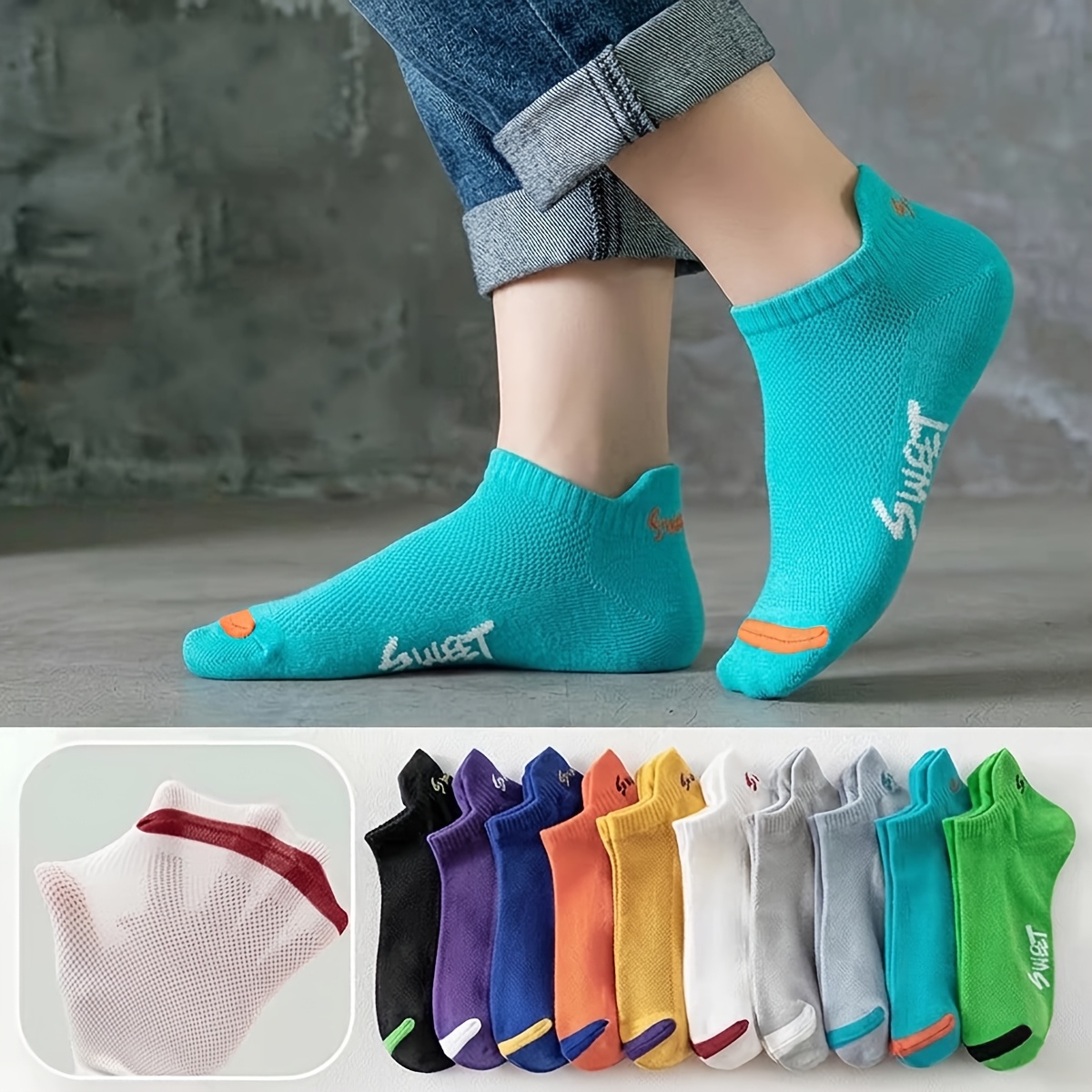 Image of 10-pair Children's Mesh Low-cut Breathable Ankle Socks, Sports Socks, Soccer Socks, Soft And Comfortable Student Socks Suitable For Daily Wear