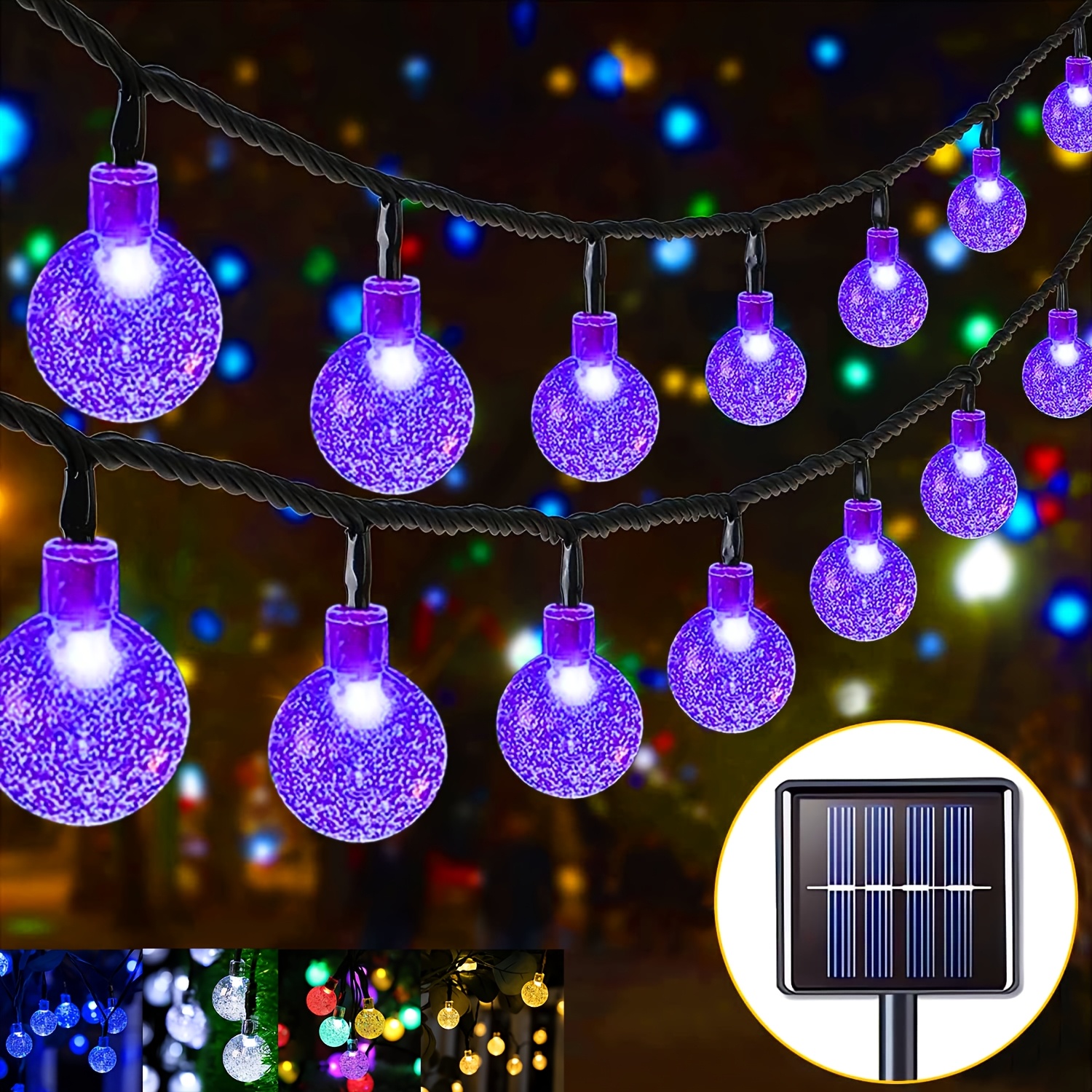 solar string lights fairy lights solar ip65 large bubble ball string lights large crystal ball solar garden lights with 8 functions   50 100 leds in warm   blue purple   for christmas halloween holiday decorations
