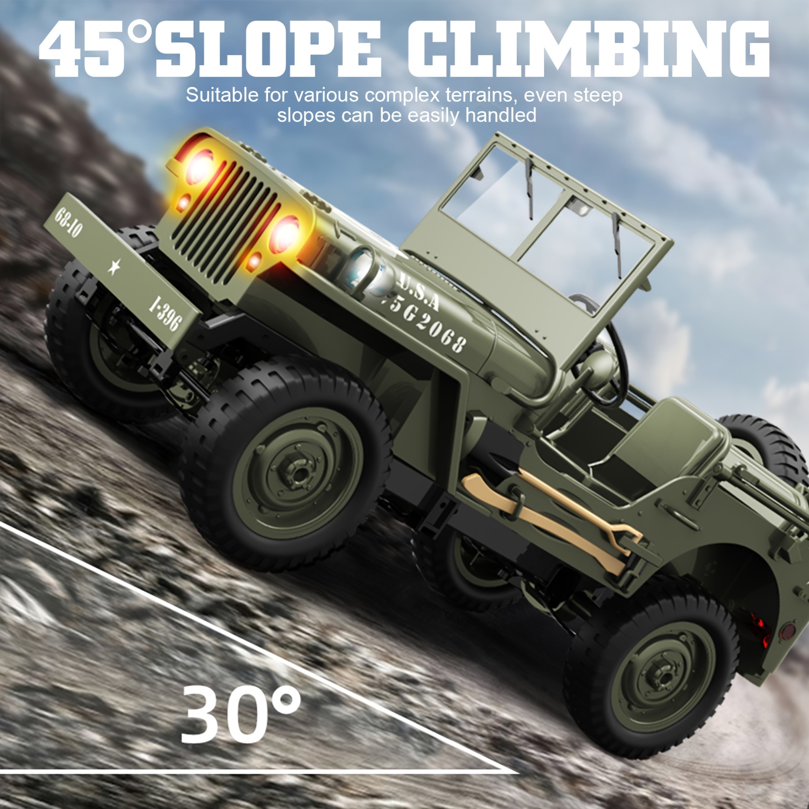 1:10 Scale Adult Electric RC Climbing Car - Off-Road Remote Control Vehicle with 2 Batteries & Ultra-Long Runtime, Durable Plastic Construction, USB Rechargeable, Headlights, Rugged Tires for All-Terrain Adventure, Sporty Appearance, Highdetail Design, Outdoor Adventure, Highdetail Model, Rechargeable Battery, Racing Fans