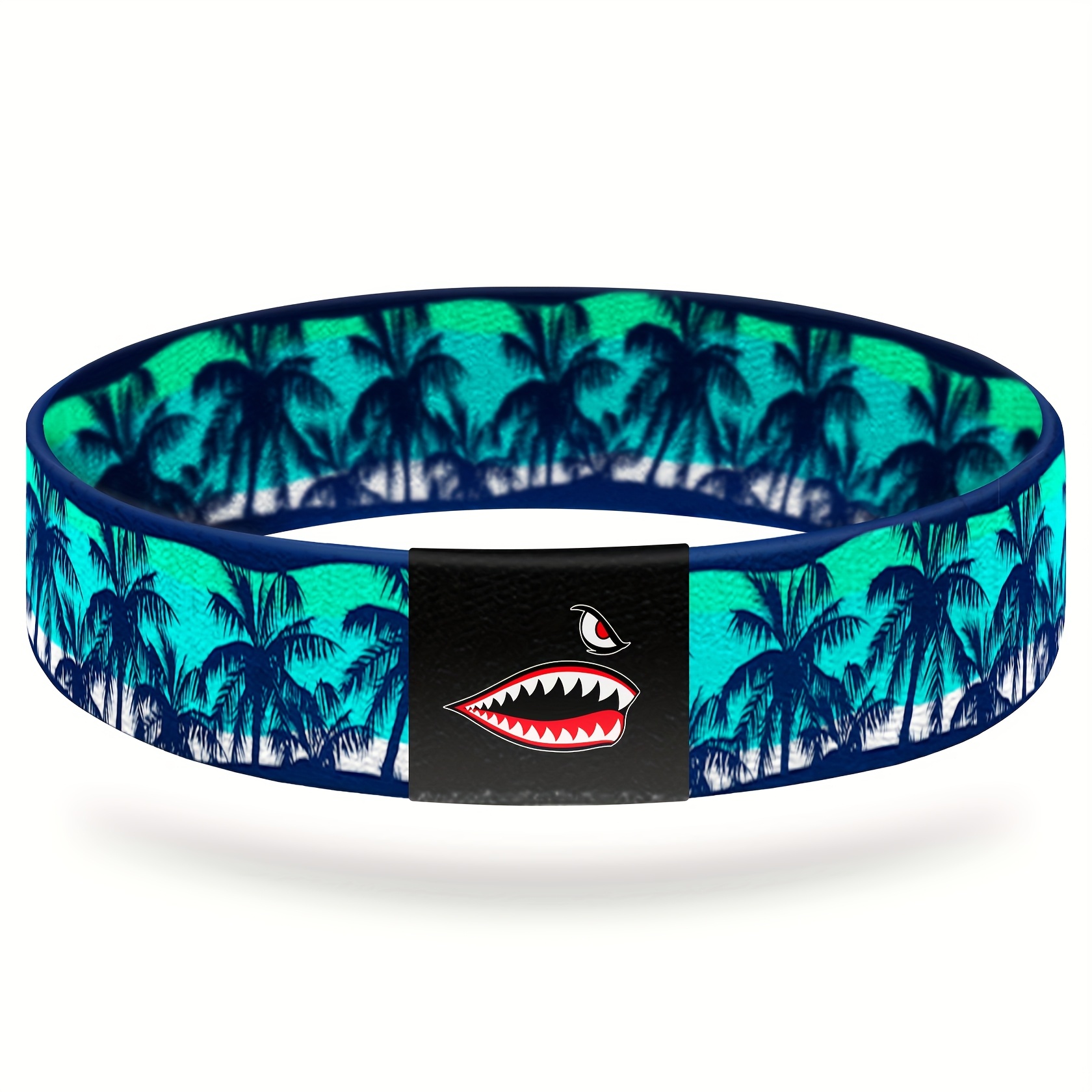 1pc Bracelet For Women Men, Armband, Sport Wristband, Elastic Bangle Bracelet, Vintage Party Jewelry, Holiday Birthday Christmas Halloween Gift For Women Mom Blue Coconut Tree