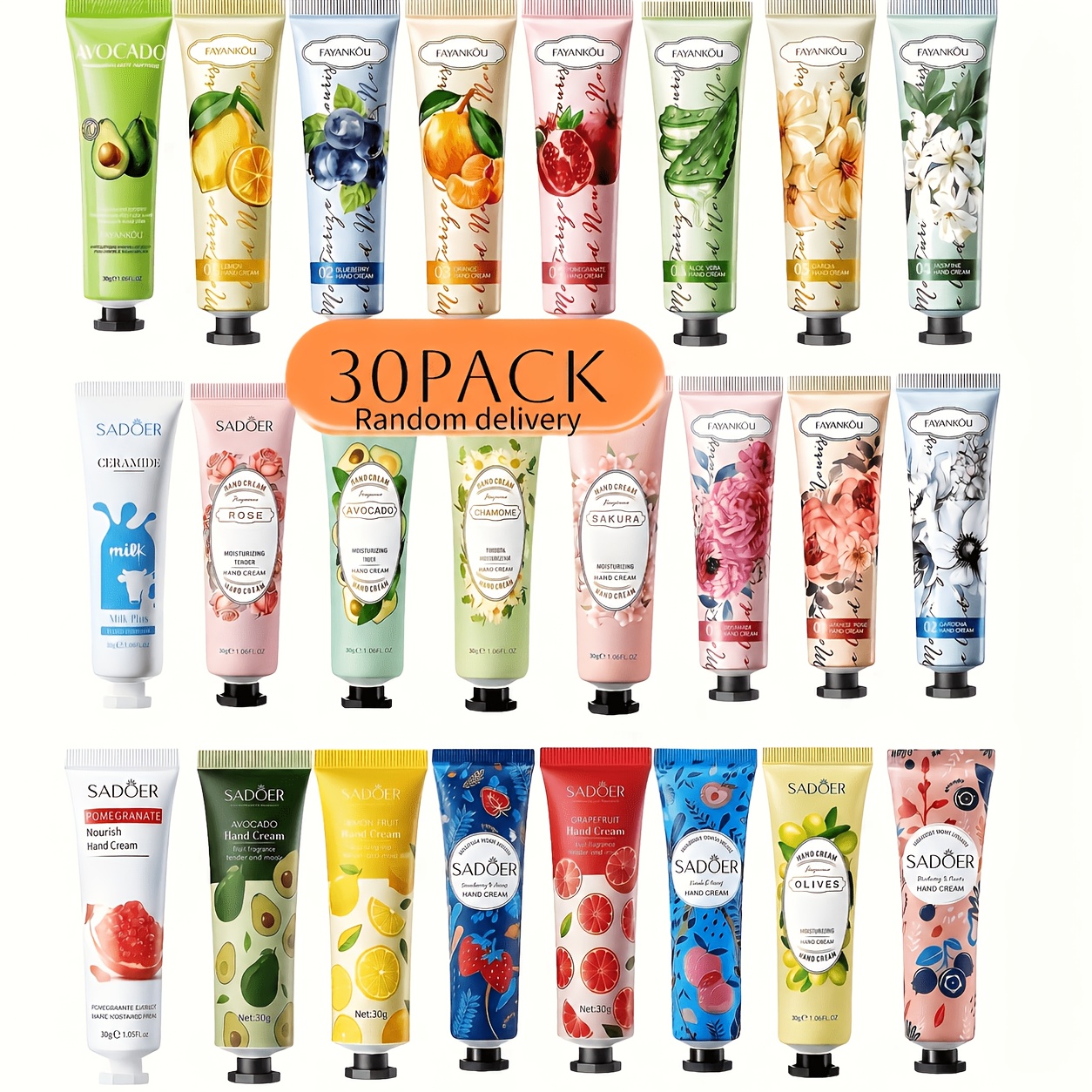TEMU Sadoer 30pcs Hand Cream Set, - Winter Moisturizing Plant-scented Lotion, Suitable For Dry And Cracked Hands And Body - Hand Care Moisturizing