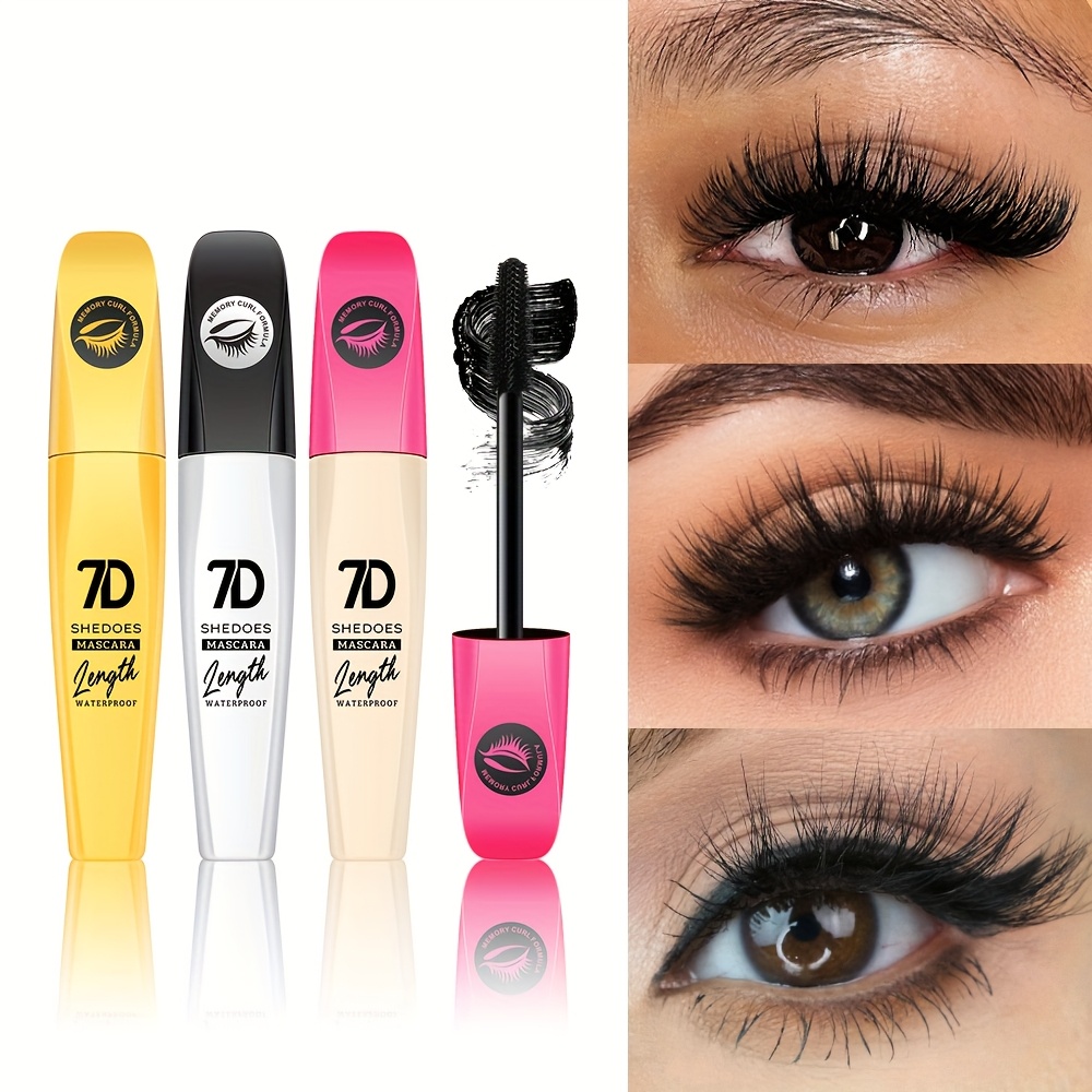 TEMU 3pcs Set 7d Eye Black - Waterproof - Easy To Remove Makeup - Non Smudging - Slim - Curly And Thick, To Create Attractive Eyes, Suitable For Daily Life And Parties, An Ideal Gift