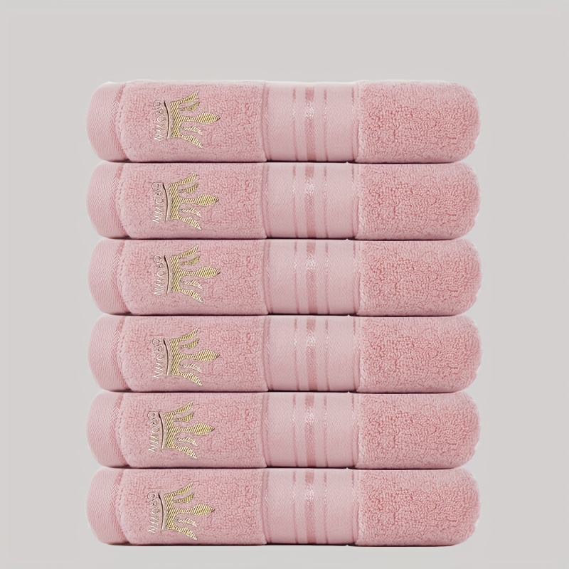 6pcs Bath Towel Set, 35*75cm / 13.7*29.5 inches, Crown Embroidered Pure Cotton Towels, 100% Cotton Material, Quick-Dry and Absorbent