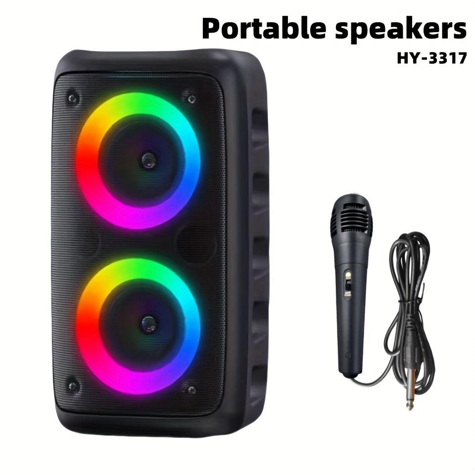 TEMU Gdhengyin Wireless Speaker With Microphone, Large Speaker, Portable Speaker, Subwoofer, Outdoor Wireless Speaker, Party Disco Light, Tws, Tf,