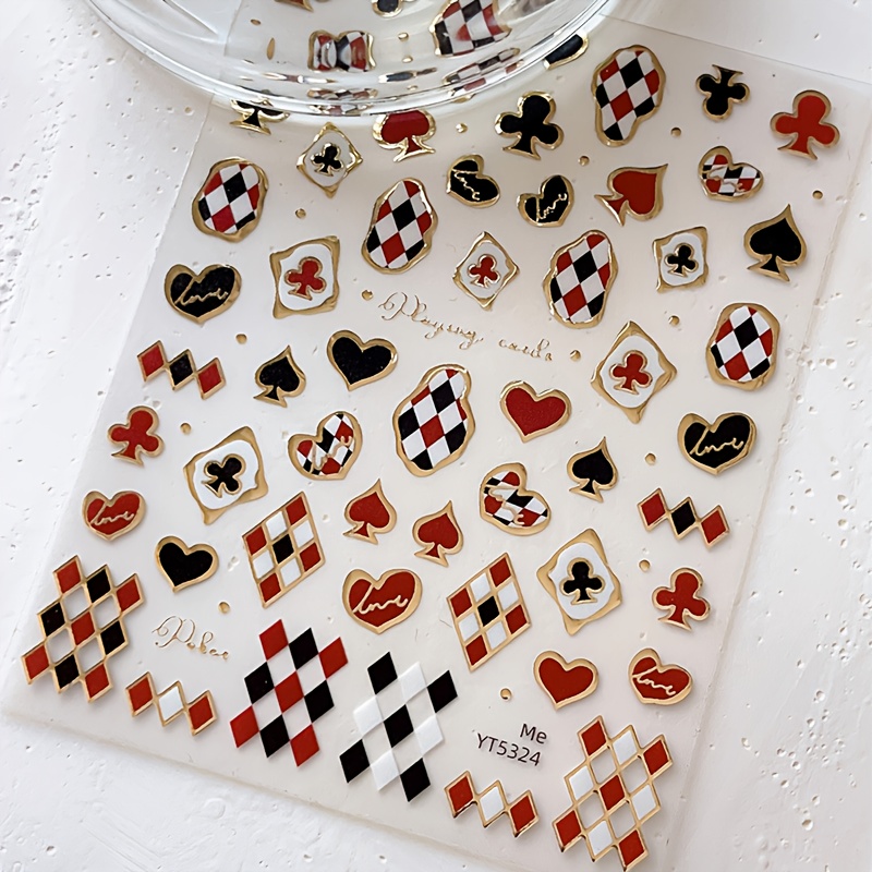 1pc Hot Foil Silvery Star Paper Card Nail Stickers Embossed Diamond Heart Vintage Love Nail Stickers Decoration