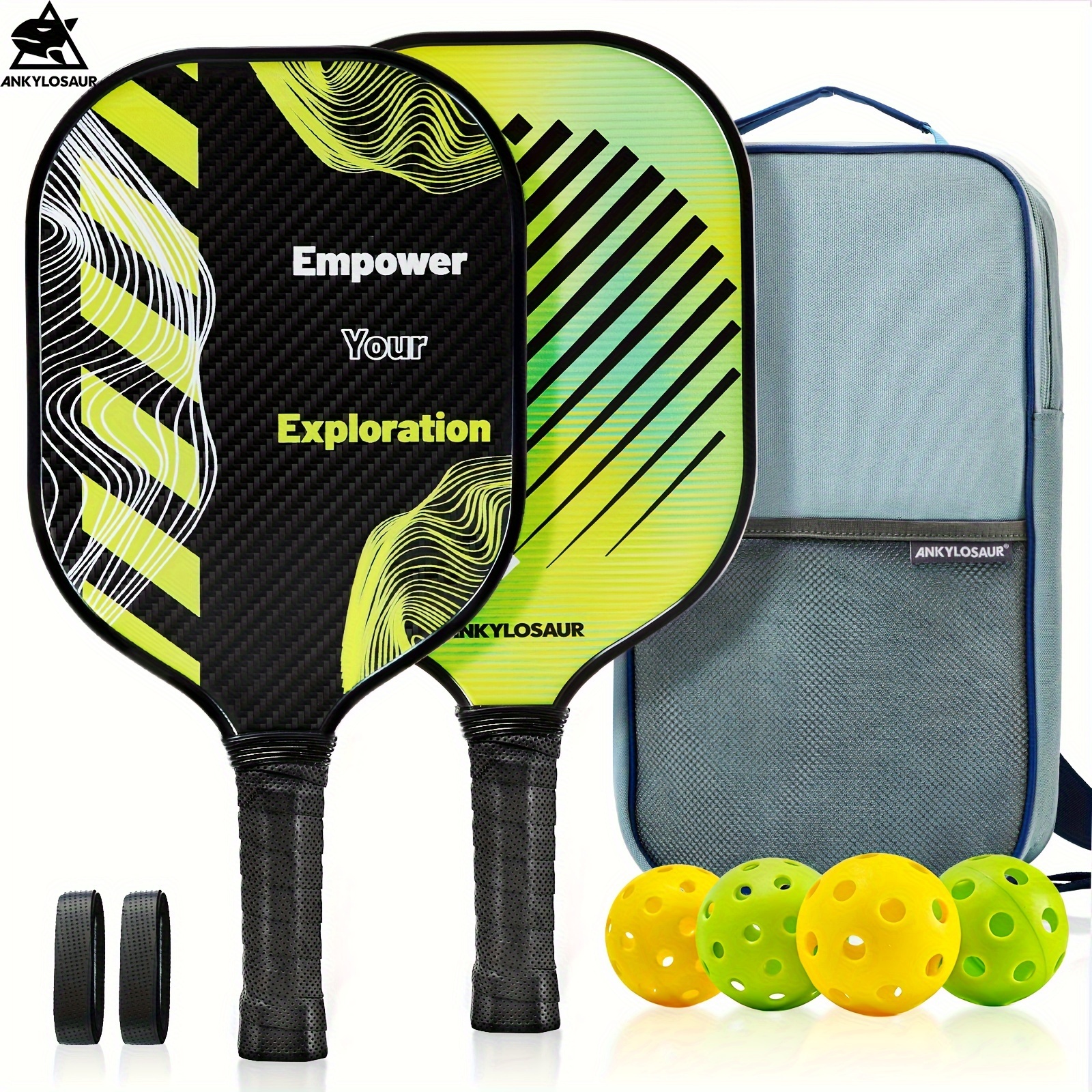 

2pcs/set Pickleball Paddles With Advanced 3k Carbon Surface, Includes 1 Portable Carry Bag, 2 High- Tapes, And 4 Pickleballs