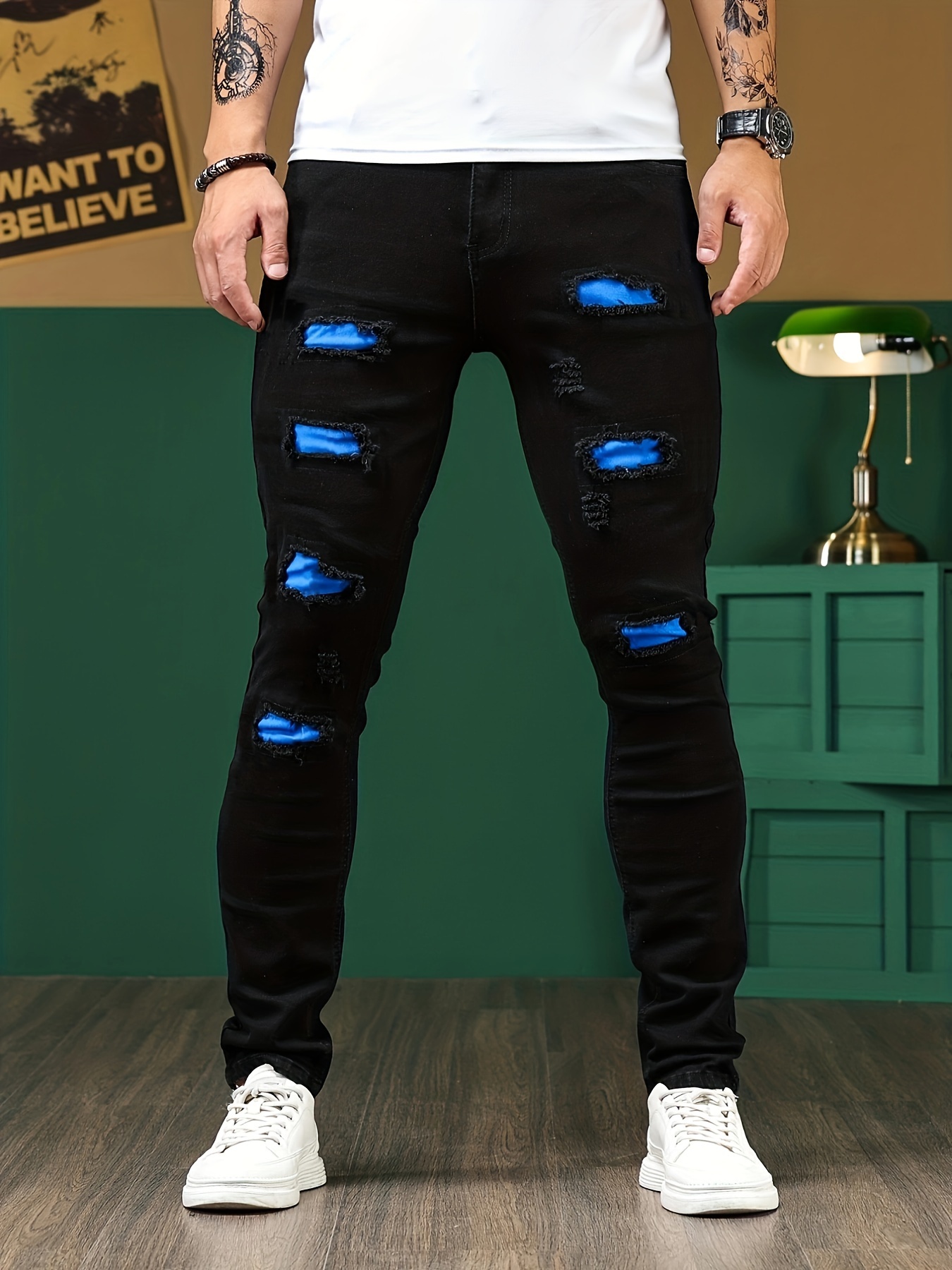 Summer New Skinny Jeans Men Fashion Flower Embroidery Men Jeans Casual Slim  Fit Black Hip Hop Denim Pants Men Trousers : : Clothing, Shoes &  Accessories
