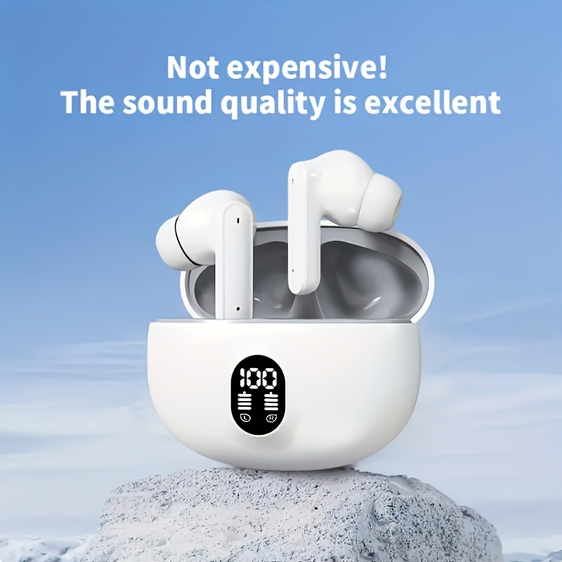 2026   wireless earphones high fidelity hd   led display sweatproof noise cancelling touch control usb charging case type c suitable for sports music gaming plastic material music earphones