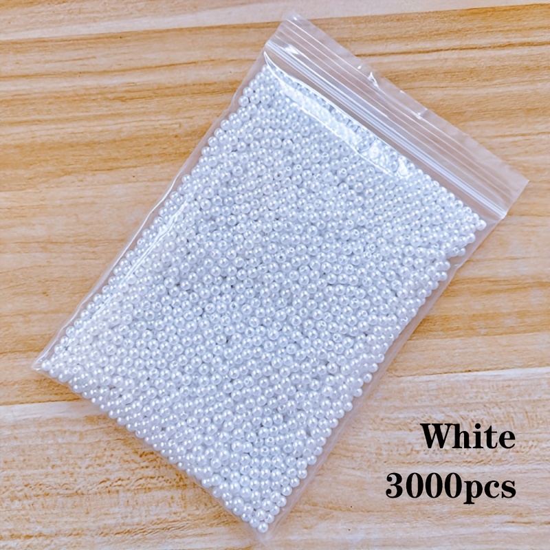 3000pcs 4mm Beads With Holes, White And Beige Spacer Beads For Handmade , Bracelet Necklace Earring Craft Filler Supplies
