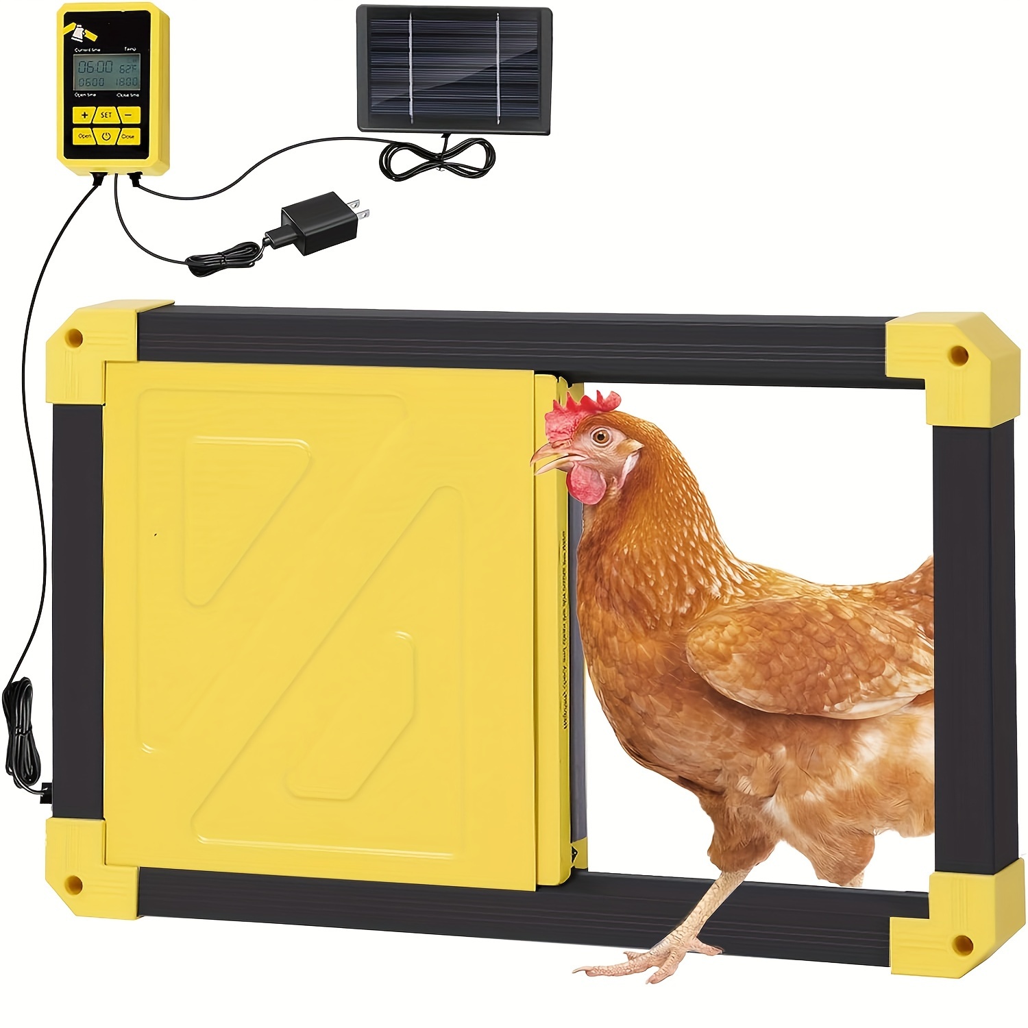 

Aivituvin Automatic Chicken Coop With Heating And Anti-pinch Function Solar Powered Auto Chicken House Run Door Black