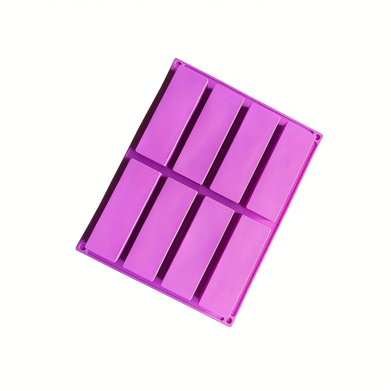 Image of 8- Rectangular Bar Soap Mold, Silicone Cake Mold, , High Heat Resistant, Suitable For Diy , Chocolate Bars, Filled Bars, Baking Molds