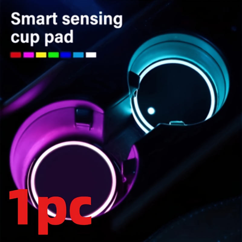 Led Illuminated Car Cup Holder Pad, Colorful Cup Holder Mat, Smart And Mat, Car Interior Lighting, Home, Bar, Ambient Light Decoration, 1pc