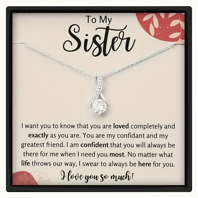 

A Special Sister Christmas Gift : Necklace With Message Card Gift Box-perfect For Birthdays & Holidays