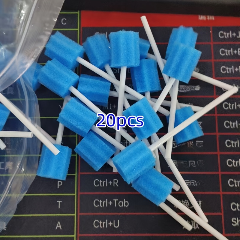 Image of 20 Disposable Sponge Swabs To Clean Oral And Tongue Coating Toothbrushes