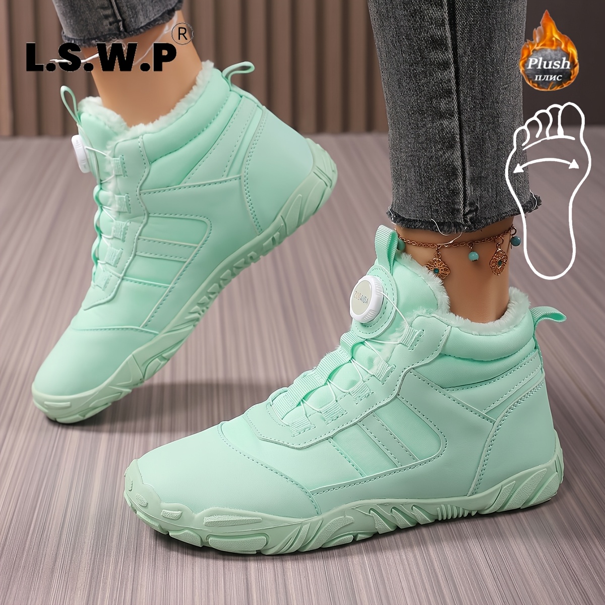 Women's Plus-Size Wide Toe Hiking Boots with High Cushion