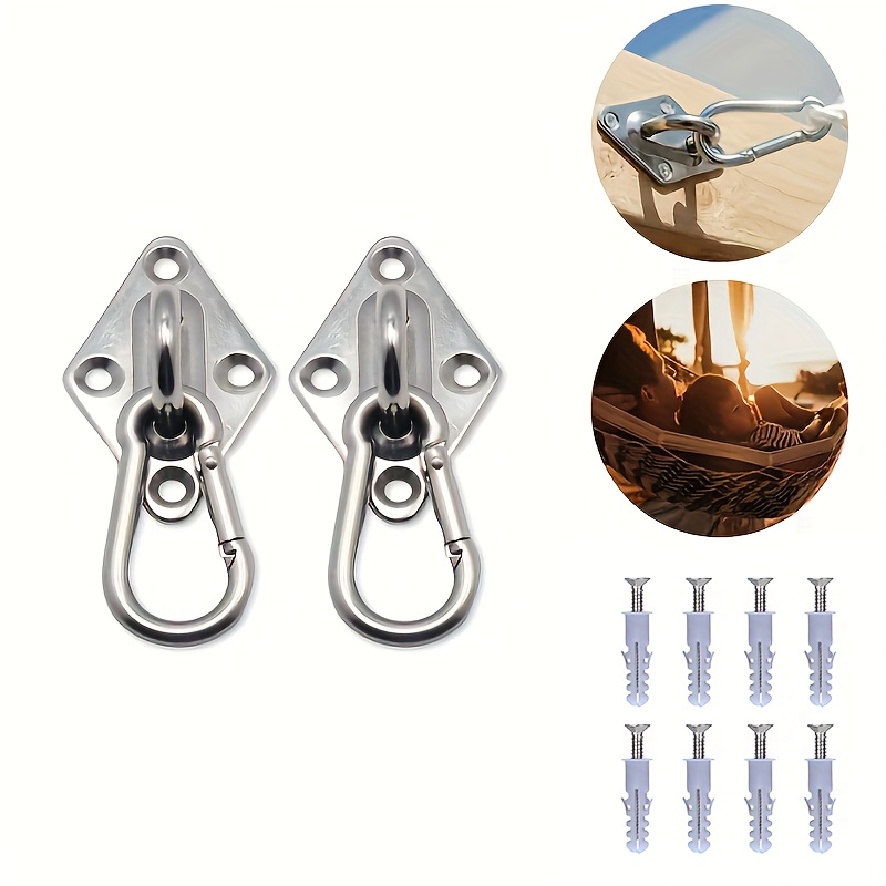 Image of 2 Heavy-duty Stainless Steel 304 Wall/ceiling Mounting Hooks - Stainless Steel Rocking Chair Bracket With Eye Plates For Safe Installation