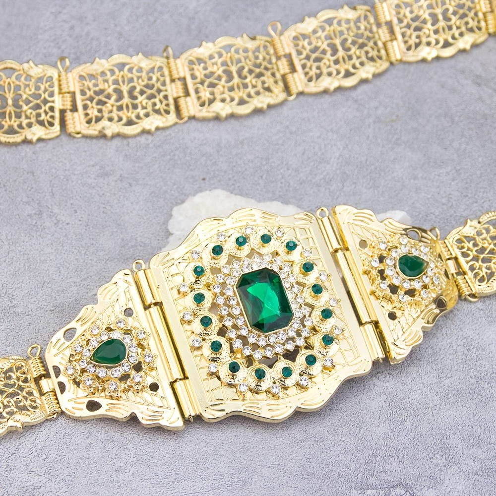 Ceinture Marocaine Pour Femme Avec Cristaux - Chaîne De Taille Réglable Jusqu'à 104 Cm, Style Ethnique, Pour Fête Et Mariage - 3