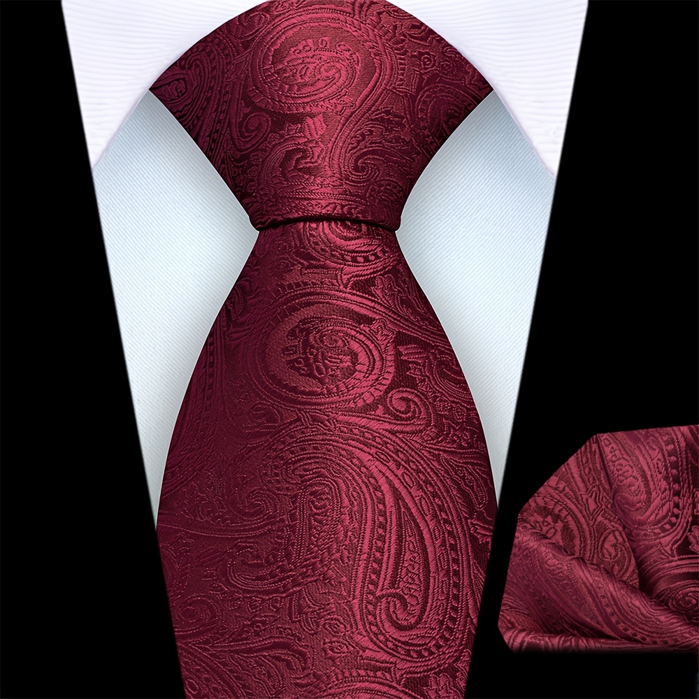 TEMU Ricnais 2pcs Men's 8cm Paisley Tie Square Set, High-quality Classic Fashion Wedding Party Business Tie Set For Men, Suitable For Daily Wear,