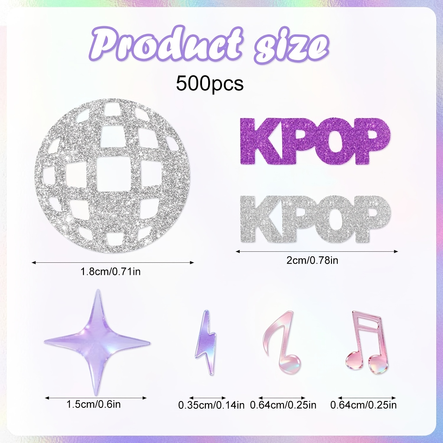 Image of 500pcs Kpop Confetti, Glitter Laser Kpop Party Confetti With Music Note Microphone Disco Ball Design, Kpop Themed Party Decorations For Birthday Concert Fan Party Table Decor, For Christmas, Halloween