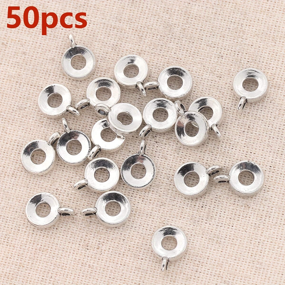 100pcs/50pcs Three-way Connector With Hanging Round Spacer Beads 11mm Flat Oval Loose Beads Single Hanging Uneven Surface Drill Scattered Beads Decorative