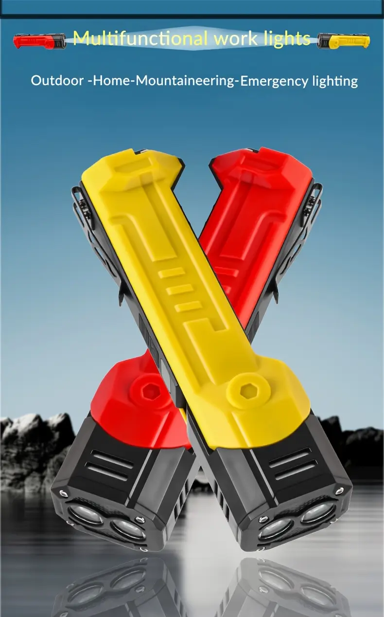 1pc multifunctional work light with cob side light usb charging led flashlight handheld torch with magnet 7 lighting 1500mah suitable for camping fishing night walking running details 0