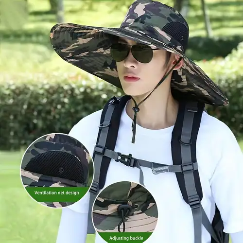 European And American Hat Men's Sun Visor Outdoor Oversized Brim Bucket Hat  Men's Summer Hiking Sun Protection Hat, High-quality & Affordable