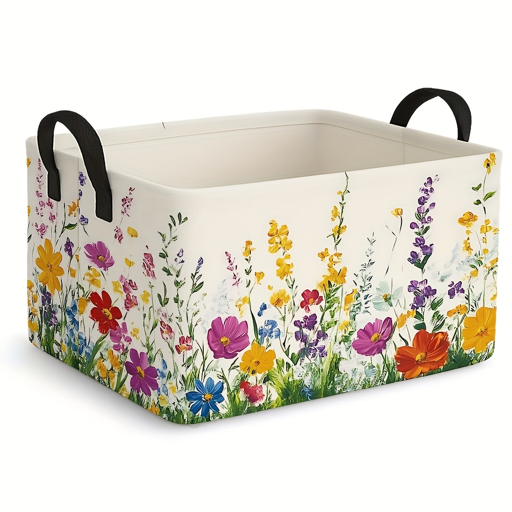1pc   large foldable storage box featuring a colorful     with a handle ideal for organizing clothes and gifts   home decor and organization