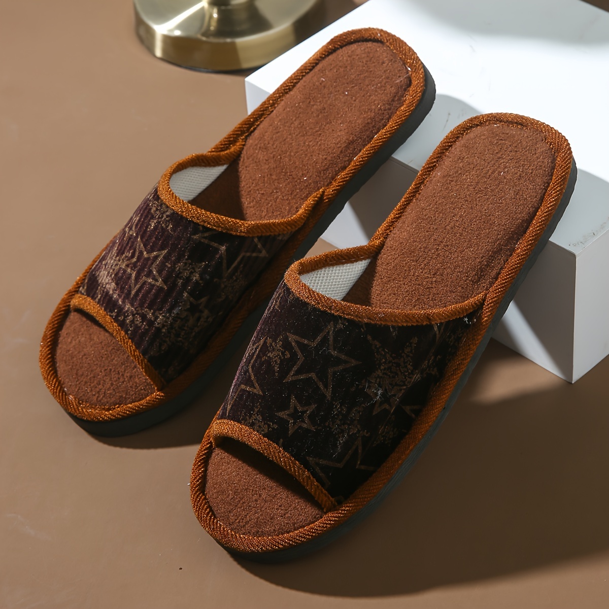 

Men's Casual Comfortable Open Toe Slippers, Lightweight Non-slip Slippers For Indoor Bedroom, All Seasons