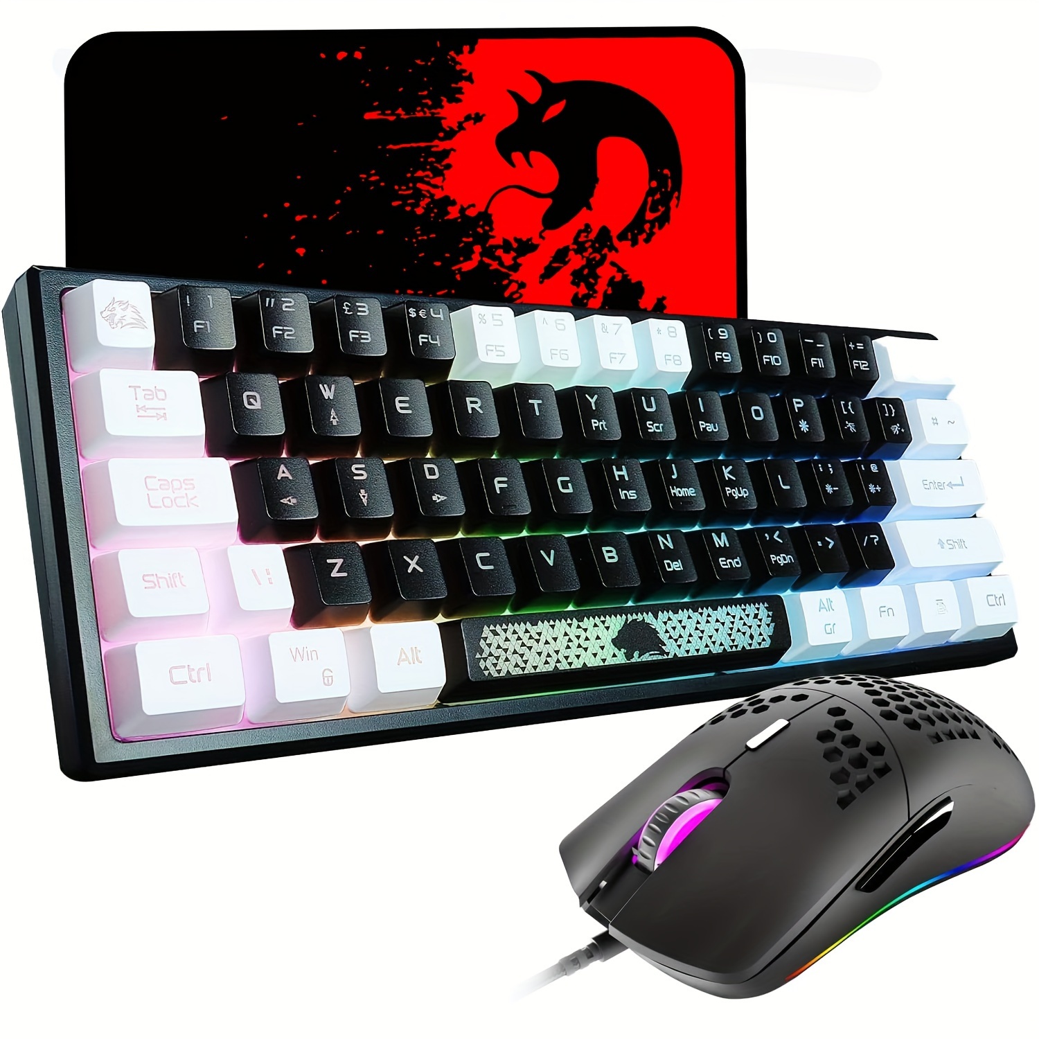 60% Gaming Keyboard and Mouse Wired RGB Backlit Mechanical