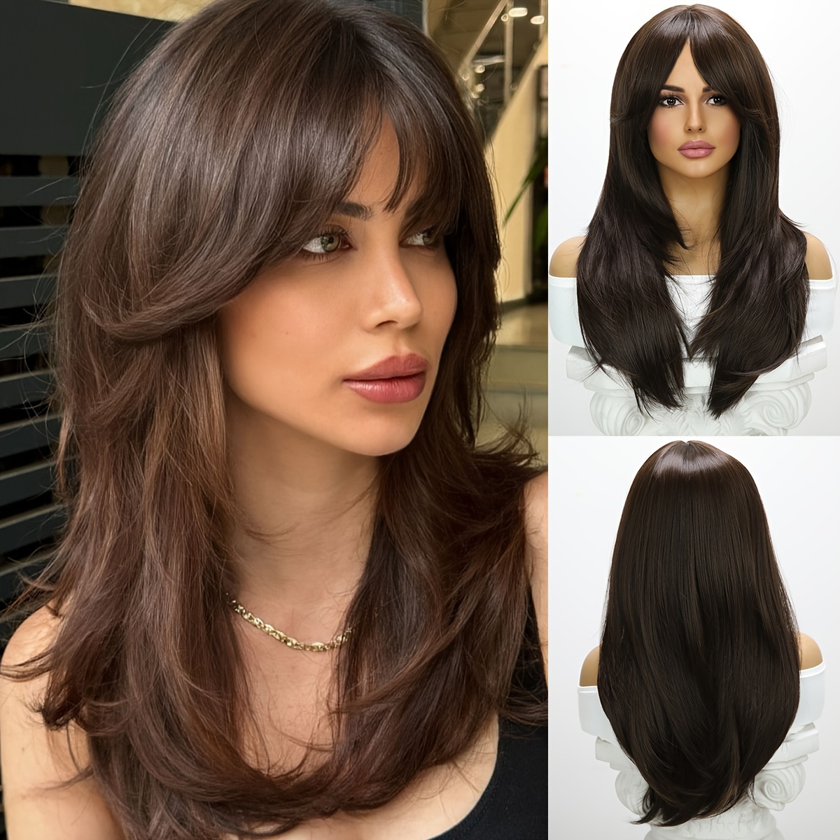 

26 Inch Brown Dyed Smilco Synthetic Crochet Wig - Fashionable And , Effortless Fashion Style, Women's Headwear